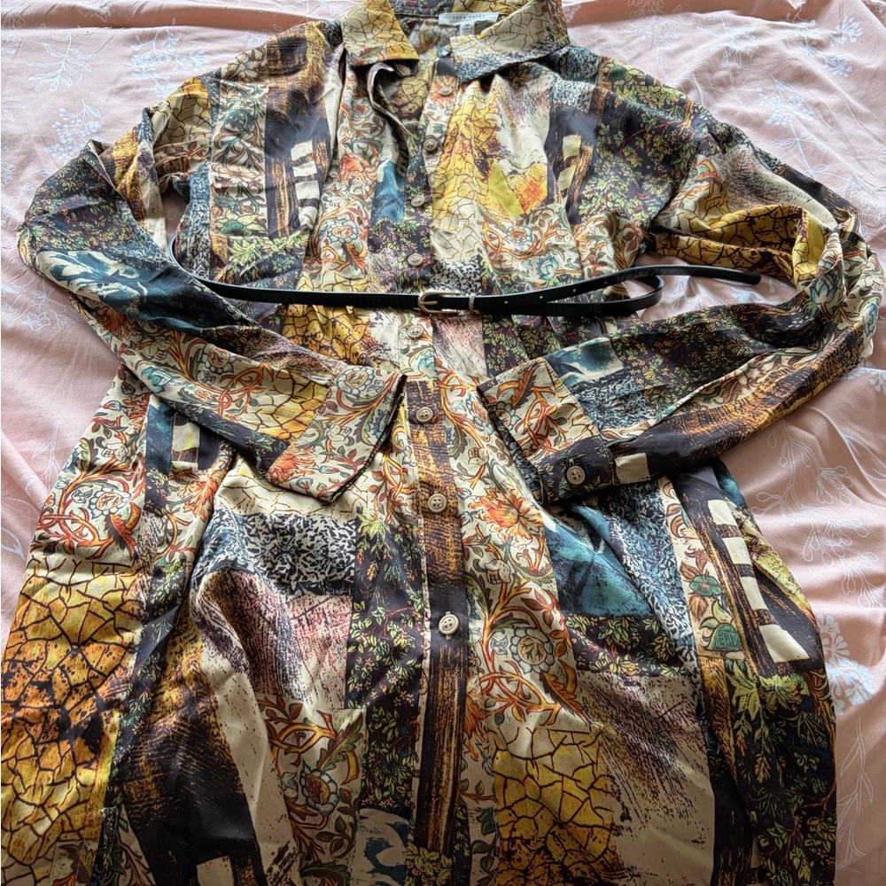 Patchwork Print Button-Front Dress in Multicolor - image 1